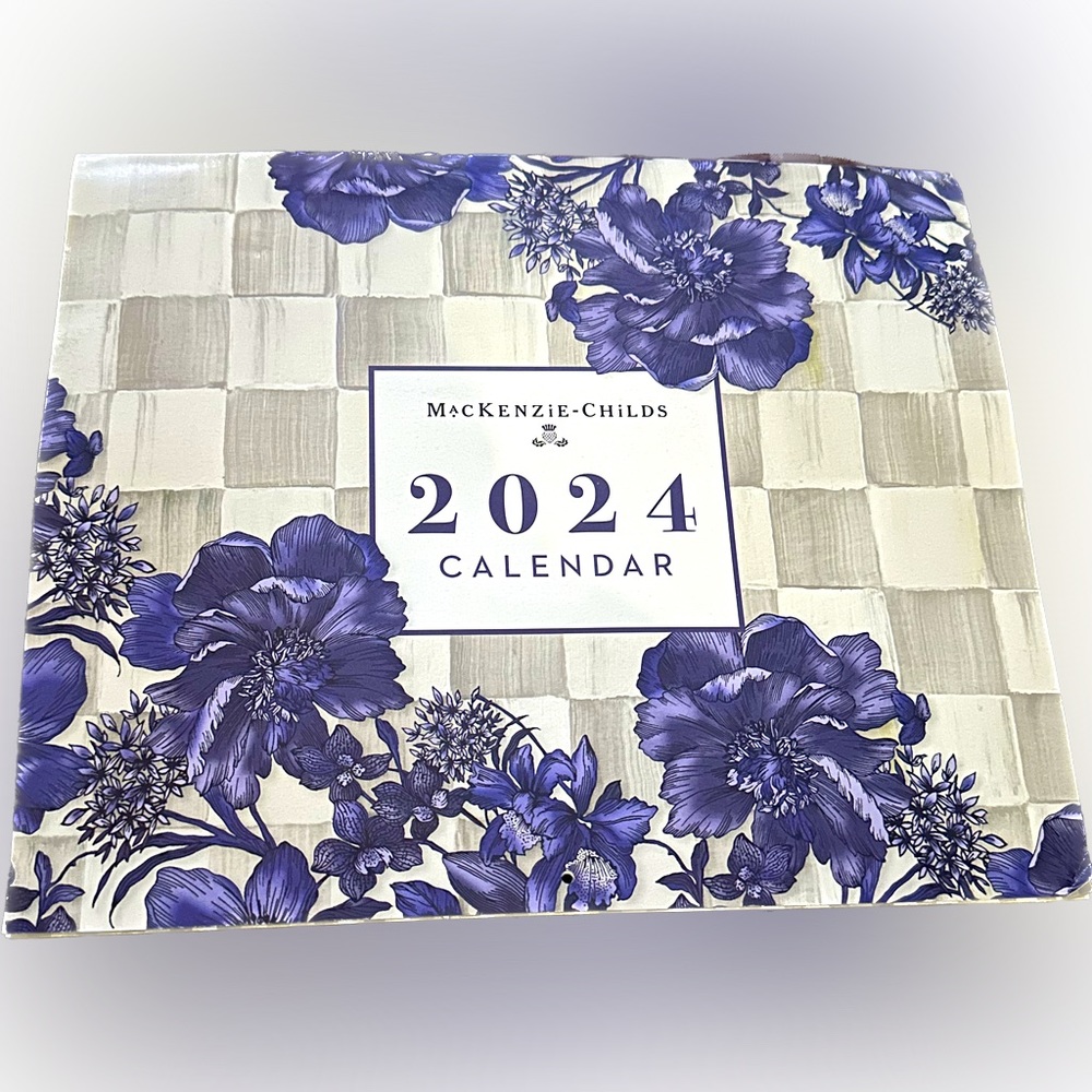 2024 MACKENZIE CHILDS WALL CALENDAR DECOR ROYAL STERLING COURTLY PARCHMENT CHECK